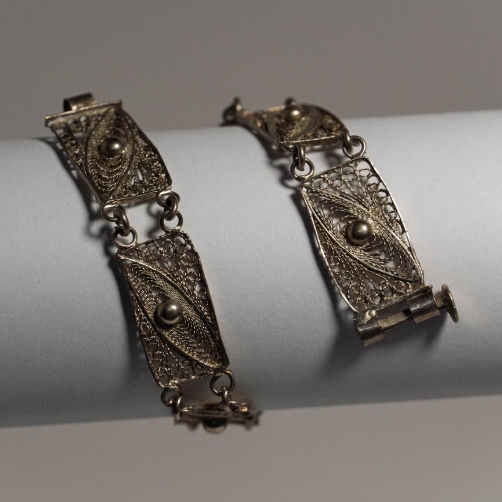 Antique silver filigree bracelet